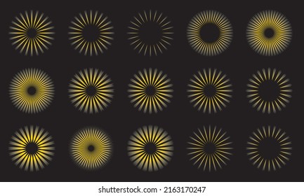 Sun rays icon set, shine and burst 