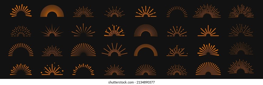 Icono de rayos solares, línea de brillo y ráfaga