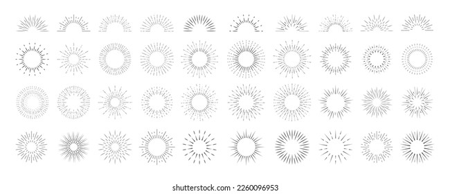 Icono de rayos solares, línea de brillo y ráfaga. Vector 10 eps.