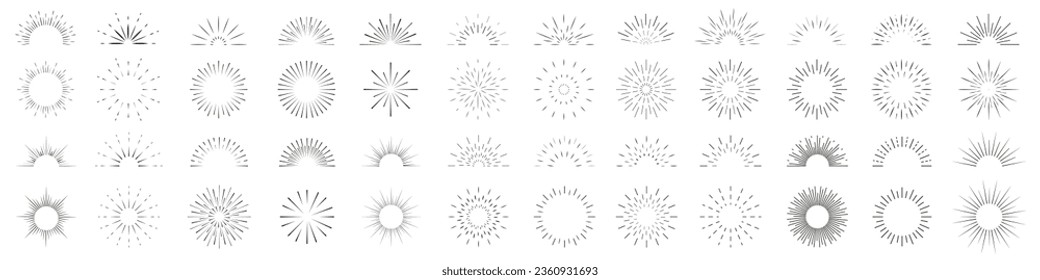 Sun rays icon, shine and burst line