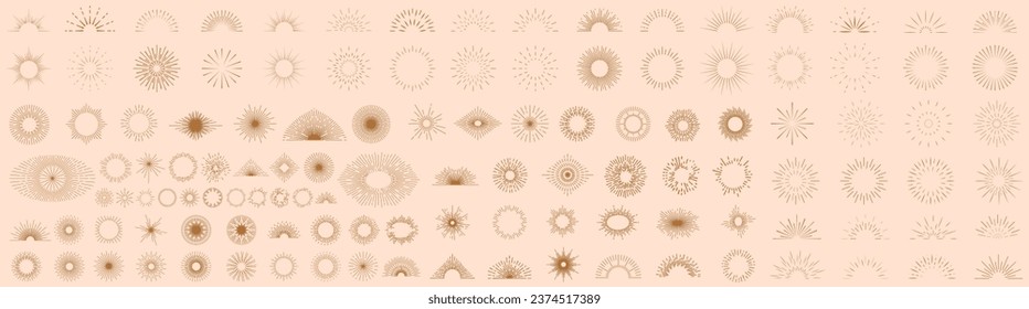 Sun rays icon, shine and burst line