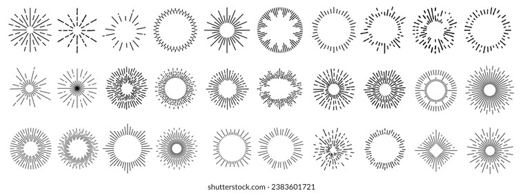 Sun rays icon, shine and burst line