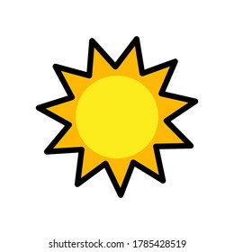 Sun with rays icon vector isolated on white background.