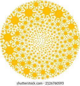 Sun rays icons are organized into spheric group. Sun rays icon spheric mosaic. Abstract round bubble mosaic combined with sun rays icons.