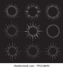 Sun rays images in Hand Drawing style.