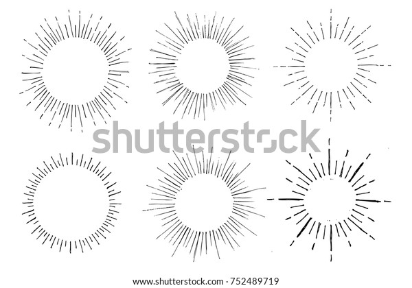 Sun Rays Images Hand Drawing Style Stock Vector (Royalty Free ...