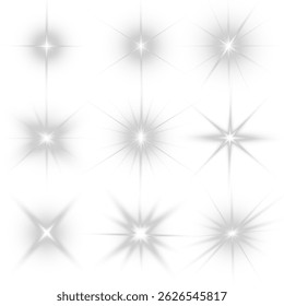 Sun rays with lens glow flicker on soft gradient. Transparent light beams enhance realistic sunlight scenes. Vector flare radiates golden warmth in natural style. Subtle glare blends into photo