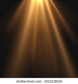 Sun rays light on black background. Graphic concept for your design