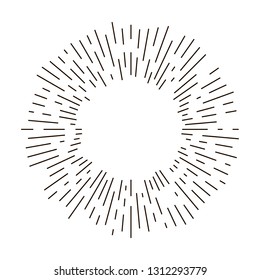 Sun rays linear drawing. Isolated  burst design elements. Vector vintage bursting rays illustration.Retro style vector. T-shirt print.
