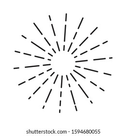 Sun rays linear drawing. Isolated burst design elements. Vector vintage bursting rays illustration. Retro style vector.
