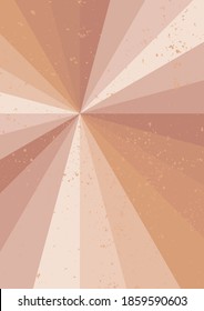 Sonnenstrahlen. Minimalistische geometrische Wandkunst Abstrakte Landschaft für boho ästhetische Inneneinrichtung. Wandbild im Innenbereich. Weich rosa, Terrakotta, Senffarben. Moderner Vektordruck Mitte des Jahrhunderts