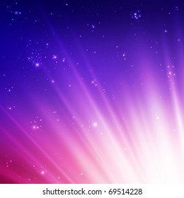 Sun rays on a colorful sky. Vector illustration