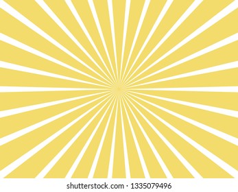 sun and rays on yellow background.