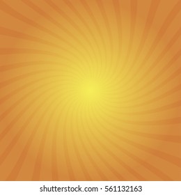 Sun rays. Orange background. Spiral