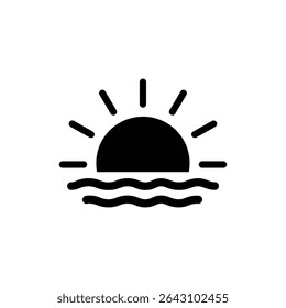 Sun with Rays Over Ocean Horizon for Peaceful Seaside and Sunrise