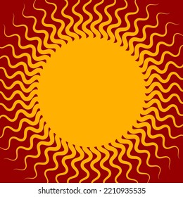 Sun with rays pattern in square. Vector illustration