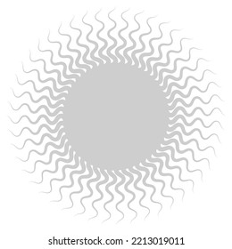 Sol con patrón de rayos en cuadrado. Ilustración del vector