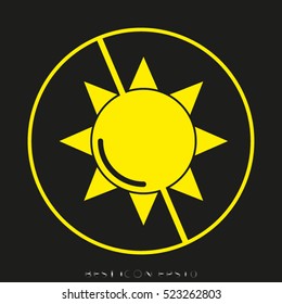 sun, rays, prohibition, vector icon, eps10