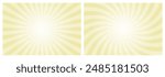 Sun rays retro vintage style pale goldenrod yellow background. Radial and swirl Sunburst pattern background. Rays backdrop. Summer banner vector illustration.