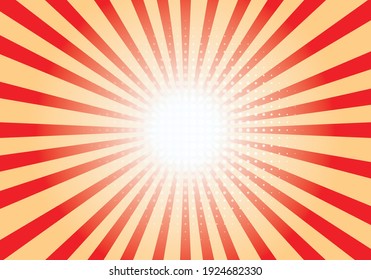 Sun rays Retro vintage style on red background,  Sunburst Pattern Background. Rays. Summer Banner Vector illustration