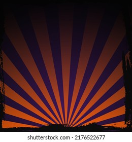 Sun rays Retro vintage style on a purple background. Halloween background. Sunburst Pattern Background. Rays. Halloween Banner Vector illustration