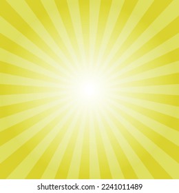 Estilo retro vintage de los rayos solares sobre fondo amarillo, fondo del patrón de Sunburst. Rayos. Ilustración del vector de pancartas de verano.