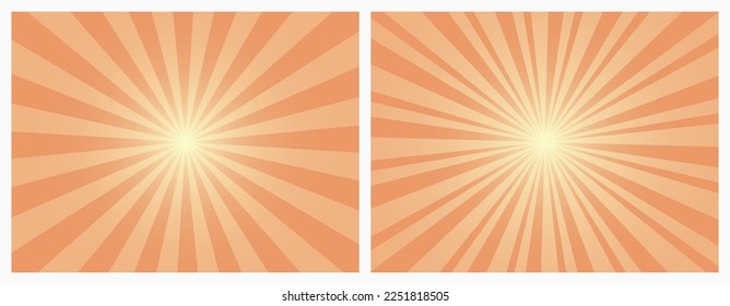 Sun rays Retro vintage style on yellow background. Sunburst Pattern Background. Summer Banner Vector illustration.