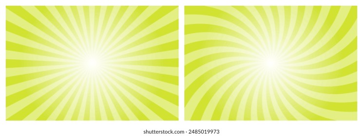 Sun rays retro vintage style background. chartreuse yellow Sunburst background. Rays. Summer Banner Vector illustration