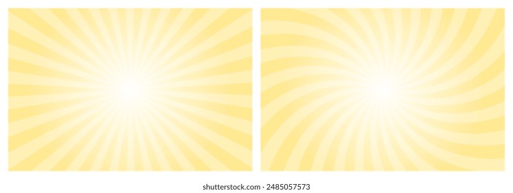 Rayos de sol retro estilo vintage fondo amarillo, fondo de patrón Sunburst. Actualizar fondo de rayos amarillos. Ilustración vectorial de Anuncio de verano.