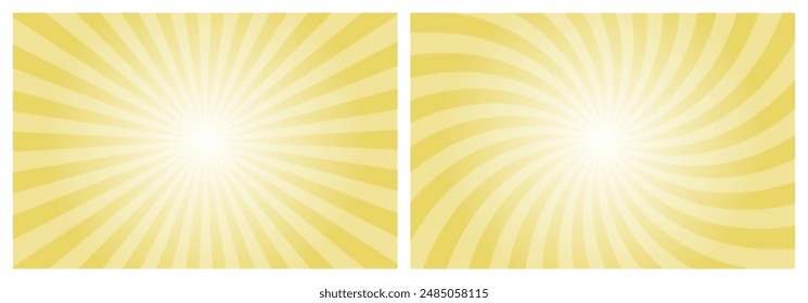 Sonnenstrahlen Retro Vintage Stil gelber Hintergrund, Sunburst Muster Hintergrund. Laguna Gelbe Strahlen Hintergrund. Sommer Banner Vektorillustration.