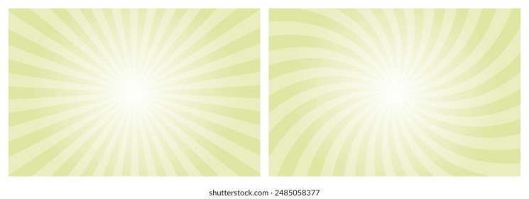 Sun rays retro vintage style radial and spiral yellow background, Sunburst pattern background. Refresh Yellow Rays Backdrop. Summer banner vector illustration.