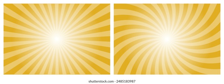 Sun rays Retro vintage style yellow background. Sunburst Pattern Background. Rays. Summer Banner Vector illustration