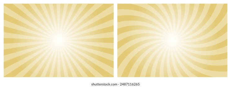 Sonnenstrahlen Retro Vintage Stil und gelbe Farbe Hintergrund. Radialer und wirbelnder Sunburst-Muster-Hintergrund. Rays-Hintergrund. Sommer Banner Vektorillustration.