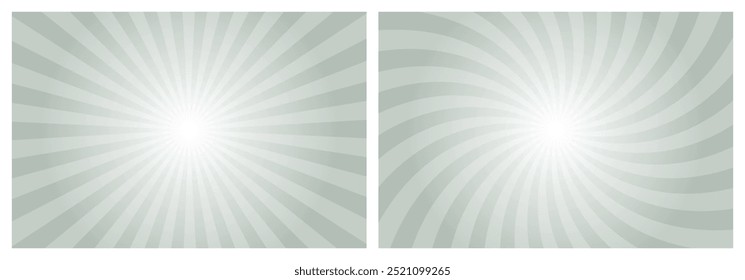 Sun rays retro vintage style ash gray background. Radial and swirl Sunburst pattern background. Rays backdrop. Summer banner vector illustration.