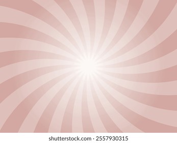 Sun rays retro vintage style dusty pink color background. Swirl Sunburst pattern background. Rays backdrop. Summer banner vector illustration.