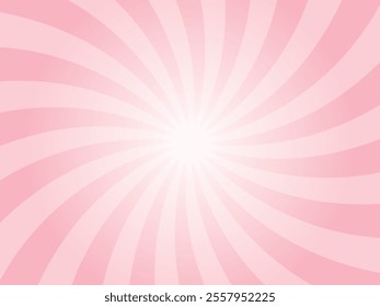 Sun rays retro vintage style light pink background. Abstract swirl sunburst pattern background. Rays backdrop. Summer banner vector illustration.