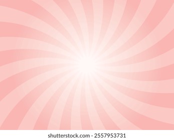 Sun rays retro vintage style pale pink background. Abstract swirl sunburst pattern background. Rays backdrop. Summer banner vector illustration.