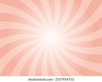 Sun rays retro vintage style pink peach color background. Abstract swirl sunburst pattern background. Rays backdrop. Summer banner vector illustration.