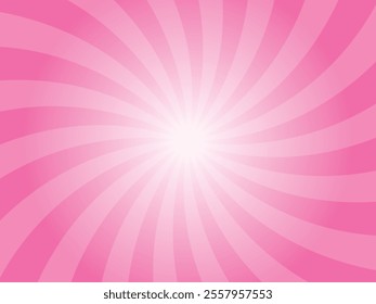 Sun rays retro vintage style hot pink background. Abstract swirl sunburst pattern background. Rays backdrop. Summer banner vector illustration.