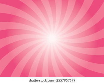 Sun rays retro vintage style dolly pink background. Abstract swirl sunburst pattern background. Rays backdrop. Summer banner vector illustration.