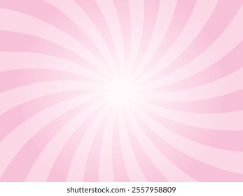Sun rays retro vintage style light pink background. Abstract swirl sunburst pattern background. Rays backdrop. Summer banner vector illustration.