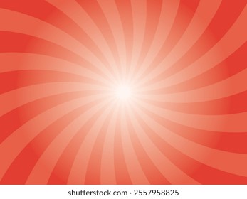 Sun rays retro vintage style deep orange color background. Abstract swirl sunburst pattern background. Rays backdrop. Summer banner vector illustration.