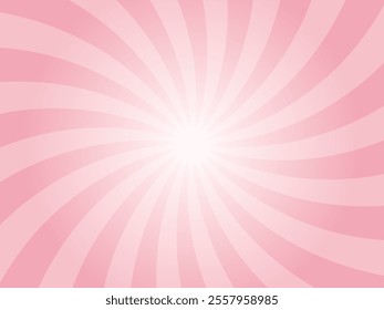 Sun rays retro vintage style baby pink color background. Abstract swirl sunburst pattern background. Rays backdrop. Summer banner vector illustration.