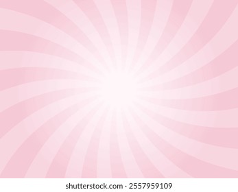 Sun rays retro vintage style blush pink background. Abstract swirl sunburst pattern background. Rays backdrop. Summer banner vector illustration.