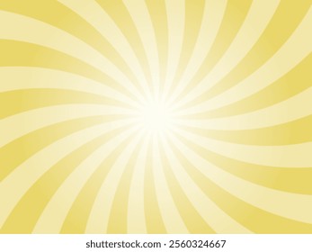 Sun rays retro vintage style Warm yellow background. Swirl sunburst pattern background. Rays backdrop. Summer banner vector illustration.