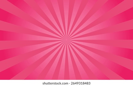 Sun rays retro vintage style on pink and red background, Sunburst pattern background. Rays. Comic banner vector illustration. Abstract sunburst wallpaper for template business social media advertising