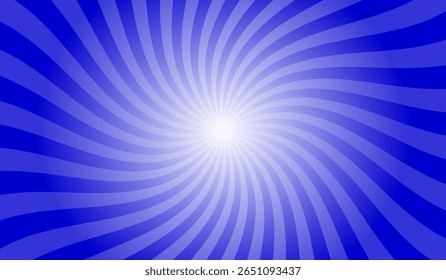 Raios do sol retro vintage estilo fundo azul médio. Fundo de padrão de explosão solar com efeito de redemoinho e torção. Fundo de raios. Ilustração vetorial de banner de verão.	