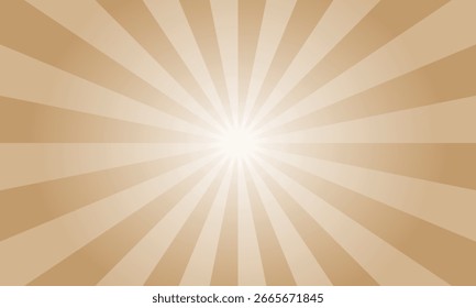 Sun rays retro vintage style pale yellow background. Radial Sunburst pattern background. Rays backdrop. Summer banner vector illustration.	