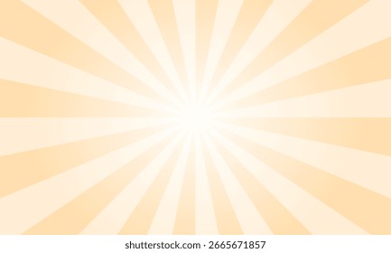 Sonnenstrahlen Retro Vintage Stil hellgelber Hintergrund. Radialer Sonnenburst-Musterhintergrund. Strahlender Hintergrund. Sommerbanner, Vektorgrafik.	