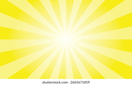 Raios de sol retro vintage estilo fundo amarelo pálido. Plano de fundo do padrão de explosão solar radial. Fundo de raios. Ilustração vetorial de banner de verão.	